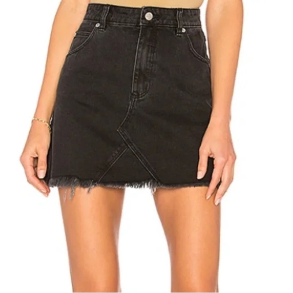 Rolla’s Claudia Jean Skirt High Rise A-Line Size 24 Cotton Denim Raw Hem Black